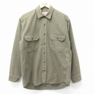 古着 ウールリッチ WOOLRICH 長袖 ヘビー フランネル シャツ メンズ 00年代 00s コットン 濃緑 グリーン Lサイズ 中古 トップ 中古 古着