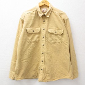 古着 ウールリッチ WOOLRICH 長袖 ヘビー フランネル シャツ メンズ 00年代 00s 大きいサイズ コットン ベージュ カーキ XLサ 中古 古着