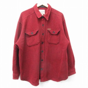 古着 ウールリッチ WOOLRICH 長袖 ウール シャツ メンズ 00年代 00s 大きいサイズ エンジ XLサイズ 中古 トップス 中古 古着