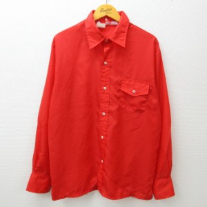 古着 長袖 シャツ メンズ 80年代 80s 赤 レッド XLサイズ 中古 トップス 中古 古着