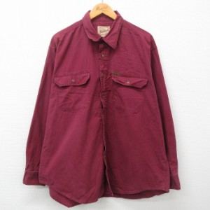 古着 ウールリッチ WOOLRICH 長袖 シャツ メンズ 00年代 00s 大きいサイズ コットン エンジ XLサイズ 中古 トップス 中古 古着