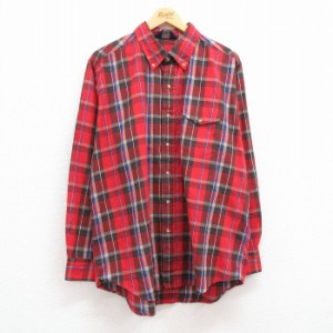 古着 ウールリッチ WOOLRICH 長袖 シャツ メンズ 90年代 90s 大きいサイズ ボタンダウン 赤他 レッド チェック XLサイズ 中古  中古 古着