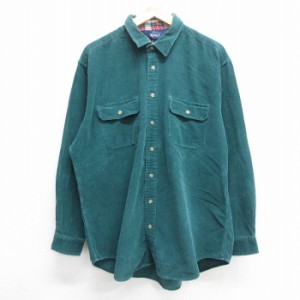 古着 ウールリッチ WOOLRICH 長袖 シャツ メンズ 90年代 90s コーデュロイ 大きいサイズ 緑 グリーン XLサイズ 中古 トップス 中古 古着