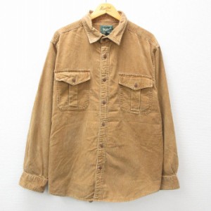 古着 ウールリッチ WOOLRICH 長袖 シャツ メンズ コーデュロイ 大きいサイズ 濃ベージュ カーキ XLサイズ 中古 トップス 中古 古着