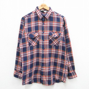 古着 ウールリッチ WOOLRICH 長袖 シャツ メンズ 80年代 80s 紺他 ネイビー チェック Mサイズ 中古 トップス 中古 古着