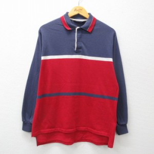 古着 長袖 ラガー シャツ メンズ 90年代 90s USA製 赤他 レッド Mサイズ 中古 トップス 中古 古着