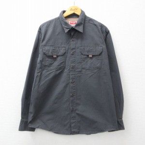 古着 ラングラー Wrangler 長袖 シャツ メンズ コットン 濃グレー XLサイズ 中古 トップス 中古 古着