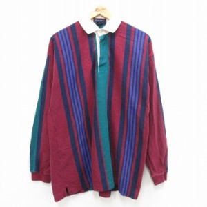 古着 GANT 長袖 ラガー シャツ メンズ 90年代 90s コットン エンジ他 ストライプ Lサイズ 中古 トップス 中古 古着