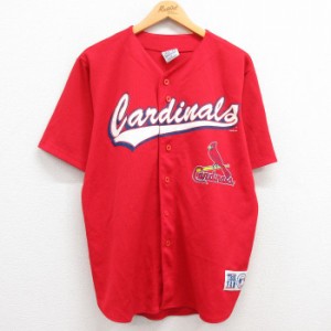 古着 半袖 ベースボール シャツ メンズ 90年代 90s MLB セントルイスカージナルス マークマグワイア 25 赤 レッド メジャーリ 中古 古着