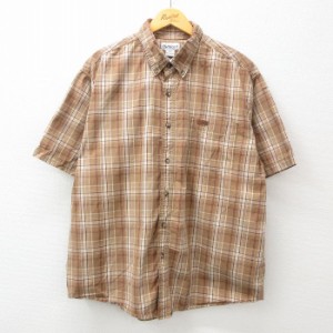 古着 カーハート Carhartt 半袖 シャツ メンズ 90年代 90s 大きいサイズ コットン ボタンダウン 茶他 ブラウン チェック XLサ 中古 古着