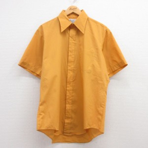 古着 半袖 シャツ メンズ 70年代 70s ロング丈 黄 イエロー XLサイズ 中古 トップス 中古 古着
