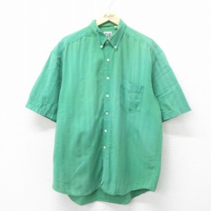 古着 ギャップ GAP 半袖 シャツ メンズ 90年代 90s 大きいサイズ コットン ボタンダウン 緑 グリーン XLサイズ 中古 トップス 中古 古着