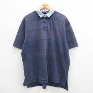 古着 ラルフローレン Ralph Lauren 半袖 ブランド ラガー シャツ メンズ 90年代 90s ワンポイントロゴ コットン 紺他 ネイビー 中古 古着