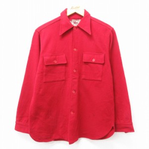 古着 長袖 ビンテージ シャツ メンズ 50年代 50s 赤 レッド Mサイズ 中古 トップス 中古 古着