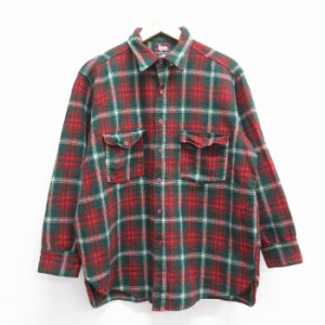 古着 ウールリッチ WOOLRICH 長袖 ビンテージ ウール シャツ メンズ 60年代 60s 緑他 グリーン タータン チェック spe Lサイズ 中古 古着