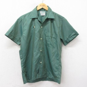 古着 半袖 ビンテージ シャツ メンズ 60年代 60s 開襟 オープンカラー 緑 グリーン Mサイズ 中古 トップス 中古 古着