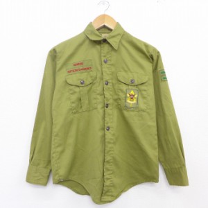 古着 長袖 ボーイスカウト シャツ 70年代 70s USA製 緑 グリーン Sサイズ 中古 メンズ トップス シャツ トップス 古着