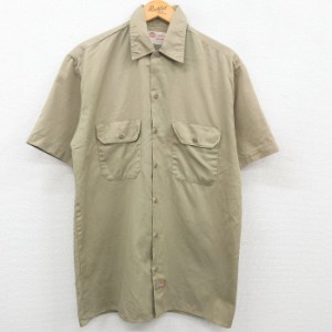 古着 ディッキーズ Dickies 半袖 ワーク シャツ メンズ ベージュ カーキ XLサイズ 中古 トップス 中古 古着