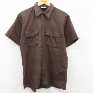 古着 ディッキーズ Dickies 半袖 ワーク シャツ メンズ 90年代 90s 茶 ブラウン Mサイズ 中古 トップス 中古 古着