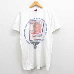古着 半袖 ビンテージ Tシャツ メンズ 90年代 90s インディアナポリス 500 アリールイエンダイク コットン クルーネック 白 ホ 中古 古着