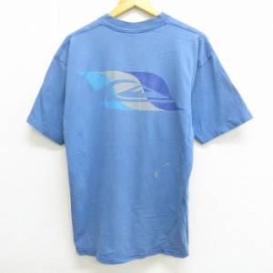 古着 クイックシルバー QUIKSILVER 半袖 ビンテージ Tシャツ メンズ 90年代 90s ビッグロゴ コットン クルーネック USA製 薄紺 中古 古着