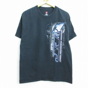 古着 ヘインズ Hanes 半袖 Tシャツ メンズ レーシングカー ジョシュリチャーズ コットン クルーネック 黒 ブラック Mサイズ 中 中古 古着