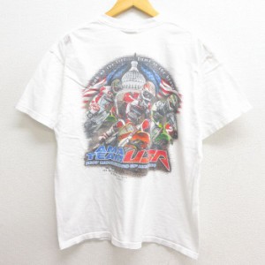 古着 半袖 ビンテージ Tシャツ メンズ 00年代 00s モトクロスバイク モンスターエナジー コットン クルーネック 白 ホワイト X 中古 古着