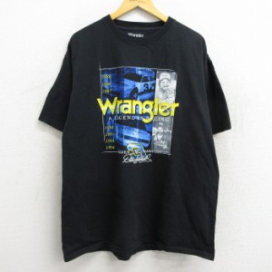 古着 ラングラー Wrangler 半袖 Tシャツ メンズ ビッグロゴ レーシングカー デイルアンハート 大きいサイズ コットン クルーネ 中古 古着