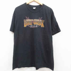 古着 半袖 Tシャツ メンズ バイクウィーク デイトナビーチ 大きいサイズ コットン クルーネック 黒 ブラック XLサイズ 中古 中古 古着