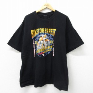 古着 半袖 ビンテージ Tシャツ メンズ 00年代 00s デイトナビーチ バイク コットン クルーネック 黒 ブラック XLサイズ 中古 中古 古着