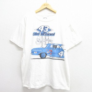 古着 半袖 ビンテージ Tシャツ メンズ 90年代 90s リチャードベティ アダムペティ レーシングカー コットン クルーネック 白  中古 古着