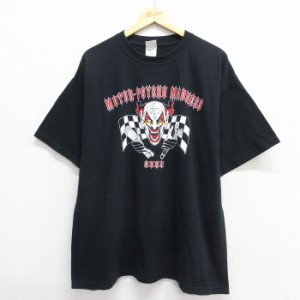 古着 半袖 ビンテージ Tシャツ メンズ 00年代 00s モーターサイコ ピエロ スカル 大きいサイズ クルーネック 黒 ブラック spe  中古 古着