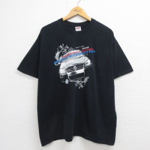 古着 半袖 ビンテージ Tシャツ メンズ 00年代 00s 車 フォルクスワーゲン 企業広告 大きいサイズ コットン クルーネック 黒 ブ 中古 古着