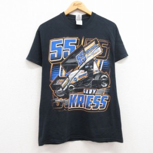 古着 半袖 ビンテージ Tシャツ メンズ 00年代 00s レーシングカー ゲイリークリス コットン クルーネック 黒 ブラック Mサイズ 中古 古着