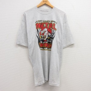 古着 半袖 ビンテージ Tシャツ メンズ 00年代 00s ピエロ 車 METAL MEYHEM クルーネック 薄グレー 霜降り spe XLサイズ 中古 中古 古着