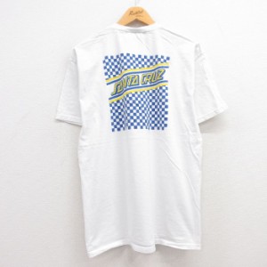 古着 サンタクルーズ 半袖 Tシャツ メンズ ビッグロゴ コットン クルーネック 白 ホワイト Lサイズ 中古 中古 古着