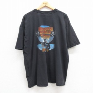 古着 半袖 ビンテージ Tシャツ メンズ 00年代 00s バイク マートルビーチ 大きいサイズ コットン クルーネック 黒 ブラック XL 中古 古着