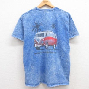 古着 半袖 ビンテージ Tシャツ メンズ 00年代 00s 車 フォルクスワーゲン コットン クルーネック 青 ブルー Lサイズ 中古 中古 古着