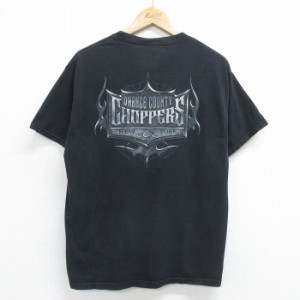 古着 半袖 ビンテージ Tシャツ メンズ 00年代 00s オレンジカウンティチョッパーズ バイク コットン クルーネック 黒 ブラック 中古 古着