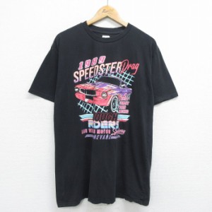 古着 半袖 Tシャツ メンズ ローライダー スピードスター コットン クルーネック 黒 ブラック XLサイズ 中古 中古 古着