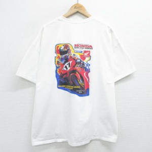 古着 ヘインズ Hanes 半袖 ビンテージ Tシャツ メンズ 00年代 00s ホンダ レーシング バイク 大きいサイズ コットン クルーネ 中古 古着