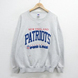 古着 ラッセル 長袖 スウェット メンズ 90年代 90s NFL ニューイングランドペイトリオッツ 大きいサイズ クルーネック USA製  中古 古着