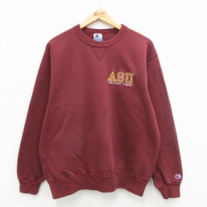 古着 チャンピオン Champion 長袖 スウェット メンズ 90年代 90s アリゾナ ASU クルーネック USA製 エンジ XLサイズ 中古 スエ 中古 古着