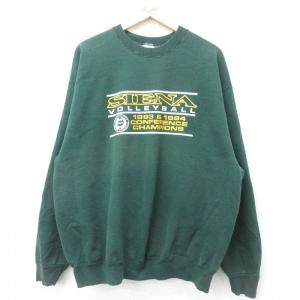 古着 フルーツオブザルーム 長袖 スウェット メンズ 90年代 90s SIENA バレーボール 大きいサイズ クルーネック USA製 緑 グリ 中古 古着
