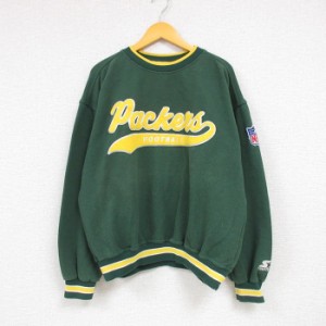 古着 スターター STARTER 長袖 スウェット メンズ 90年代 90s NFL グリーンベイパッカーズ 鹿の子 大きいサイズ クルーネック  中古 古着