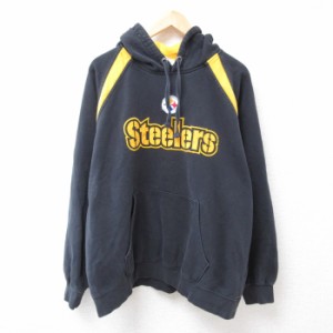 古着 長袖 スウェット パーカー メンズ 00年代 00s NFL ピッツバーグスティーラーズ 大きいサイズ 黒 ブラック アメフト スー 中古 古着