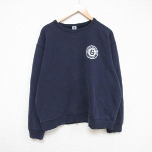 古着 ギャップ GAP 長袖 スウェット メンズ 00年代 00s ATHLETIC DEPARTMENT 大きいサイズ クルーネック 紺 ネイビー XLサイズ 中古 古着