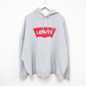 古着 リーバイス Levis 長袖 トップス パーカー メンズ ビッグロゴ 大きいサイズ コットン グレー 霜降り spe XLサイズ 中古  中古 古着