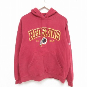 古着 リーボック REEBOK 長袖 スウェット パーカー メンズ 00年代 00s NFL ワシントンレッドスキンズ 刺繍 エンジ アメフト ス 中古 古着