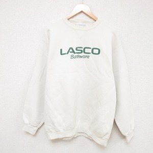 古着 長袖 スウェット メンズ 90年代 90s ラスコ バスウェア クルーネック USA製 生成り Lサイズ 中古 スエット トレーナー ト 中古 古着